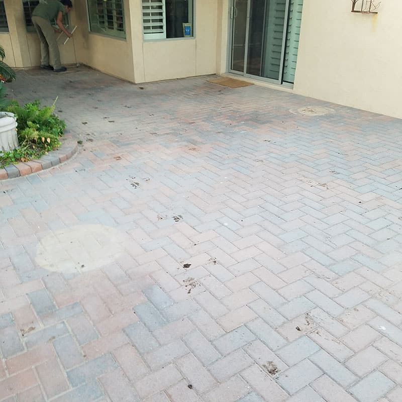 Sealed pavers showing enhanced color