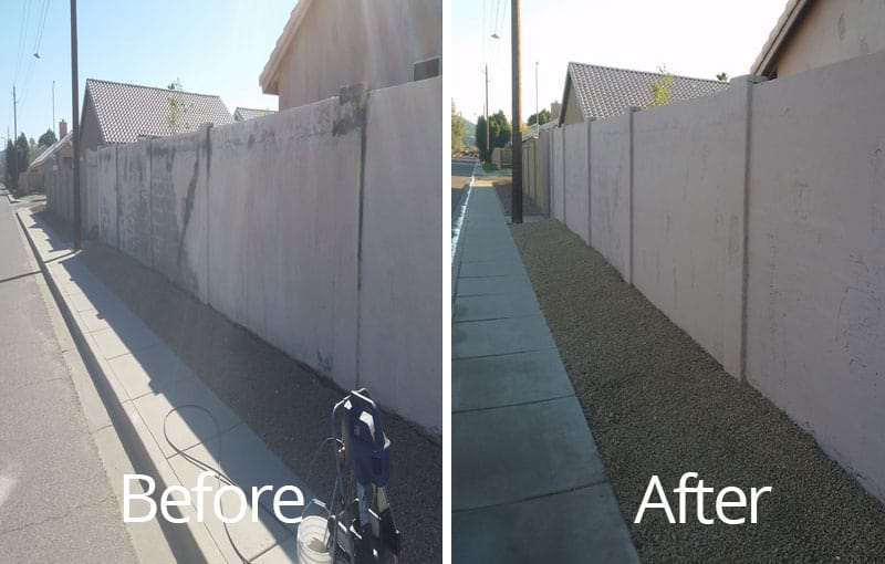 Paint removal from block wall before and after