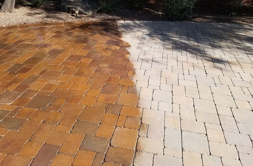 Paver sealing before and after comparison