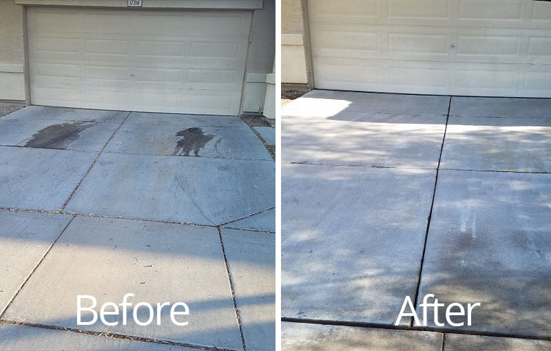 Paver driveway oil spill cleanup before and after